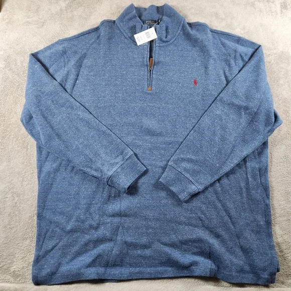 Polo Ralph Lauren Estate Rib Mens size 3XLT Blue 1/4/ Zip Pullover Shirt